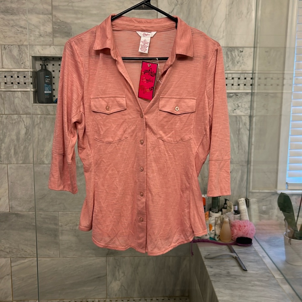 Brand new rose colored three-quarter sleeve top never wore tags attached